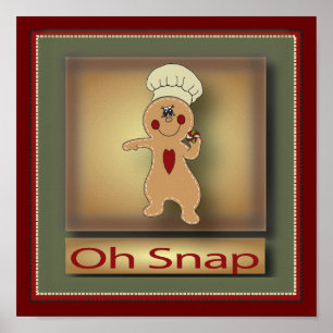 Oh Snap Gingerbread Man   Christmas Poster