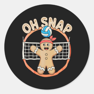 Oh Snap Gingerbread Man Christmas Volleyball Xmas Classic Round Sticker