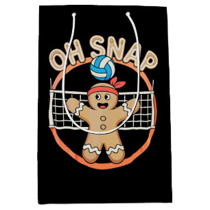 Oh Snap Gingerbread Man Christmas Volleyball Xmas Medium Gift Bag