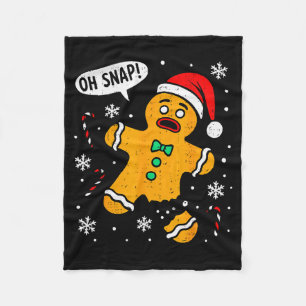 Oh Snap Gingerbread Man Christmas Xmas Cookie Baki Fleece Blanket