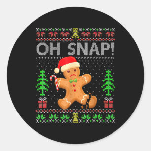 Oh Snap Gingerbread Man Christmas Xmas Ugly Holida Classic Round Sticker