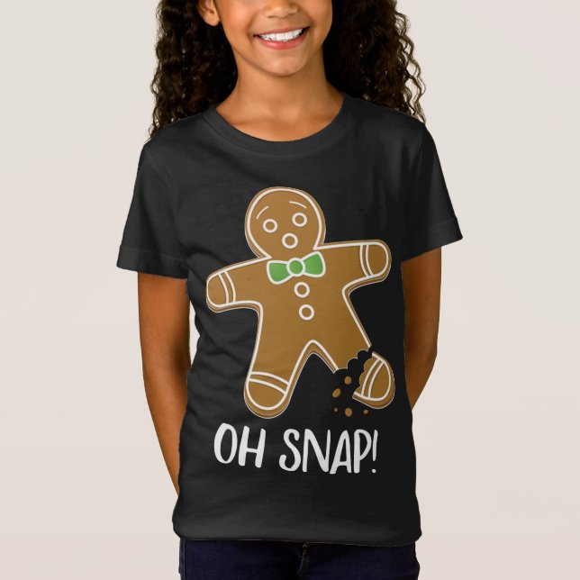 Oh Snap Gingerbread Man Cookie Broken Leg Funny T-Shirt (Front)