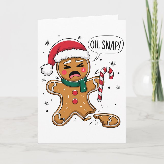 Oh Snap Gingerbread Man Cute Christmas Cookie King Card (Front)