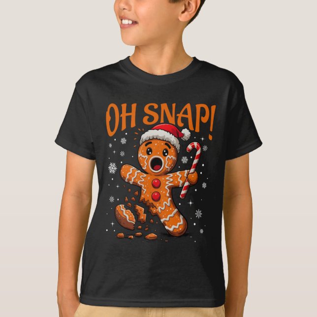Oh Snap Gingerbread Man Cute Christmas Cookie King T-Shirt (Front)