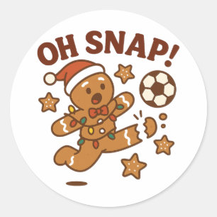 Oh Snap Gingerbread Man Football Funny Christmas Classic Round Sticker