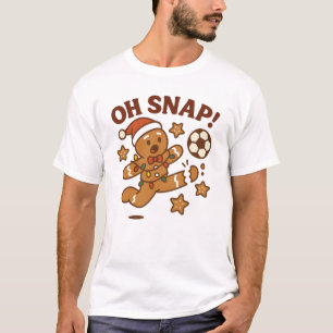 Oh Snap Gingerbread Man Football Funny Christmas T-Shirt