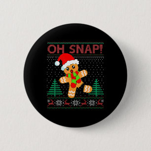 Oh Snap Gingerbread Man Merry Christmas Xmas Pajam 6 Cm Round Badge