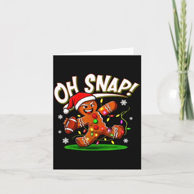 Oh Snap Gingerbread Man Santa Football Funny Chris Card (Front)