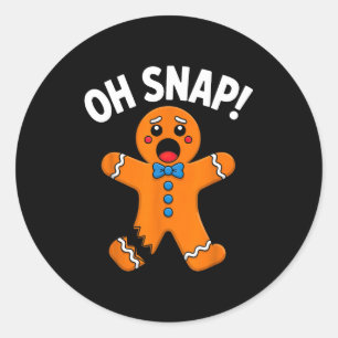 Oh Snap Gingerbread Man Xmas Boys Girls Kids Adult Classic Round Sticker
