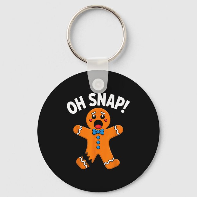 Oh Snap Gingerbread Man Xmas Boys Girls Kids Adult Key Ring (Front)