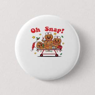 Oh Snap Gingerbread School Nurse Christmas Classic 6 Cm Round Badge