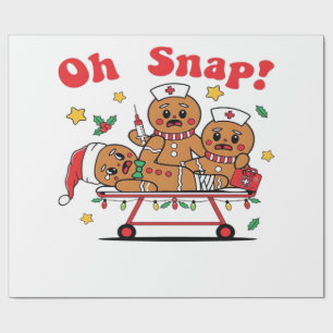 Oh Snap Gingerbread School Nurse Christmas Classic Wrapping Paper