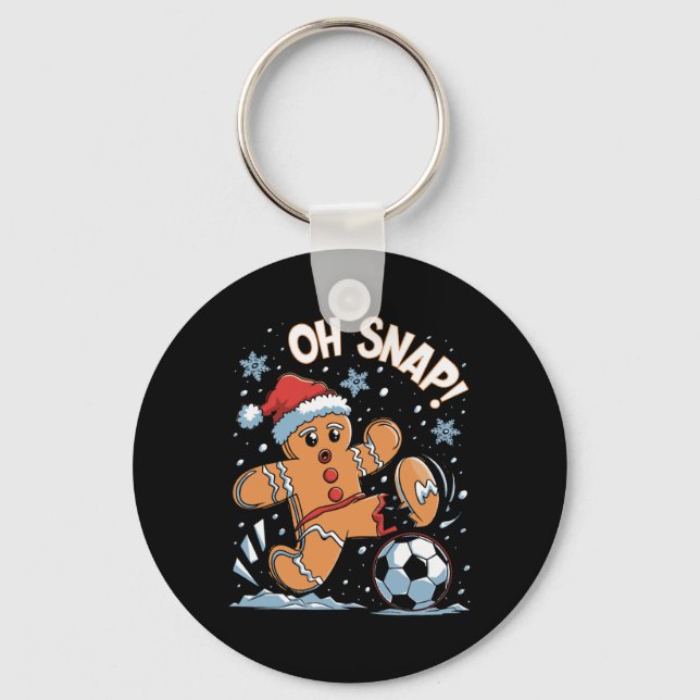 Oh Snap Gingerbreadman Christmas Soccer 1  Key Ring (Front)