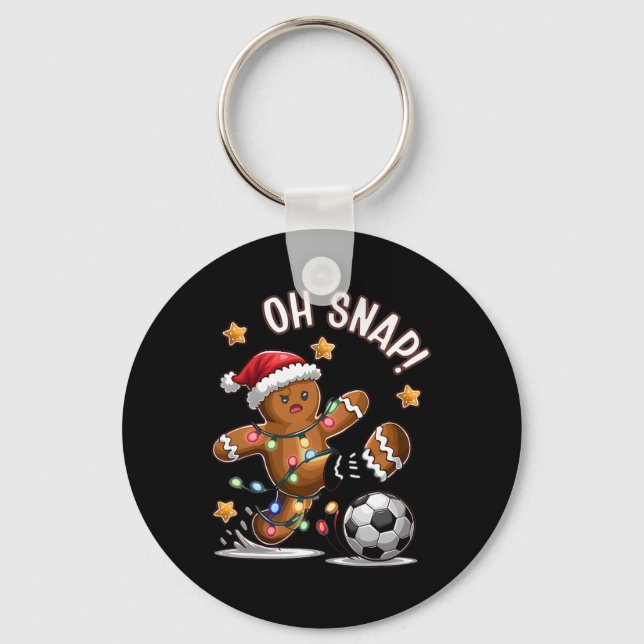 Oh Snap Gingerbreadman Christmas Soccer  Key Ring (Front)