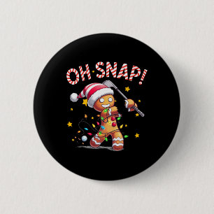 Oh Snap Gingerbreadman Golfer Golf Christmas Golfi 6 Cm Round Badge