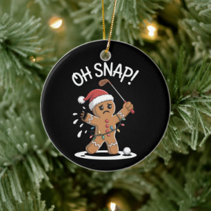 Oh Snap Gingerbreadman Golfer Golf Christmas Xmas Ceramic Tree Decoration