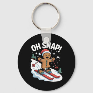 Oh Snap Gingerbreadman Skier Christmas Skiing Key Ring