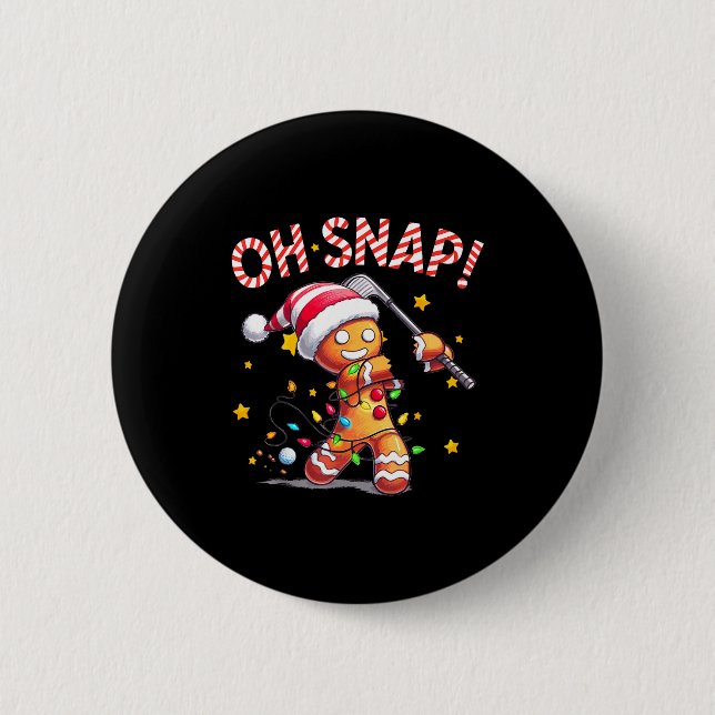 Oh Snap Gingerbreadman Xmas Golfer Golf Christmas  6 Cm Round Badge (Front)