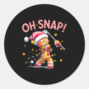 Oh Snap Gingerbreadman Xmas Golfer Golf Christmas  Classic Round Sticker