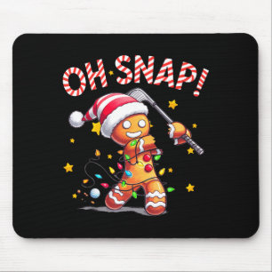 Oh Snap Gingerbreadman Xmas Golfer Golf Christmas Mouse Pad