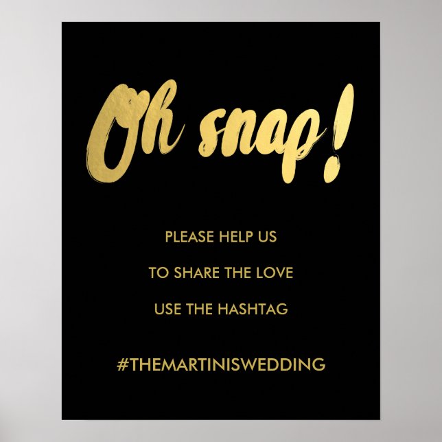 OH SNAP hashtag gold glam sign | editable colour (Front)