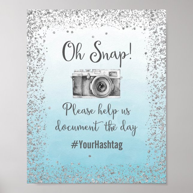 Oh Snap Hashtag Wedding Poster Print (Front)