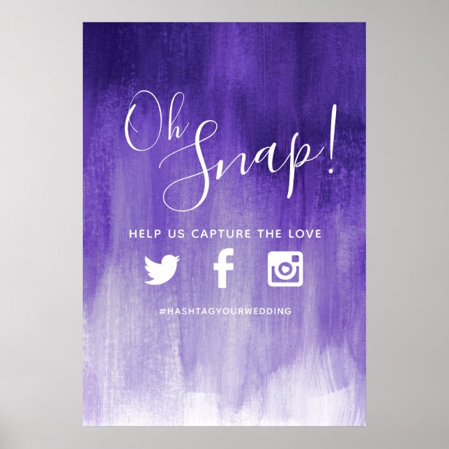 Oh snap hashtag wedding purple modern art poster (Front)
