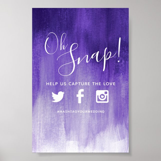 Oh snap hashtag wedding purple modern art poster (Front)
