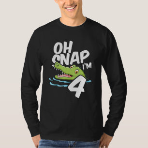 Oh Snap I’m 4 Alligator Crocodile 4th Birthday Gat T-Shirt