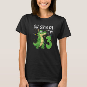 Oh Snap I'm 3 Crocodile Alligator 3rd Years Old Bi T-Shirt
