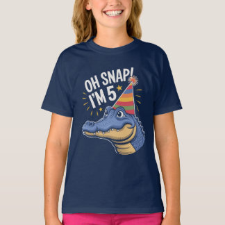 Oh Snap I'm 5 Birthday Party Alligator, Crocodile T-Shirt
