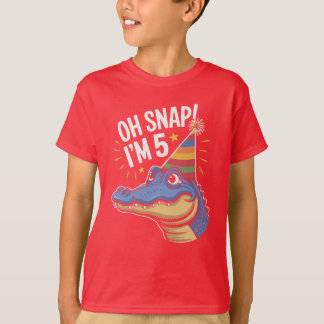 Oh Snap I'm 5 Birthday Party Alligator, Crocodile T-Shirt