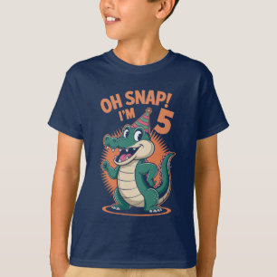 Oh Snap I'm 5 Birthday Party Alligator T-Shirt