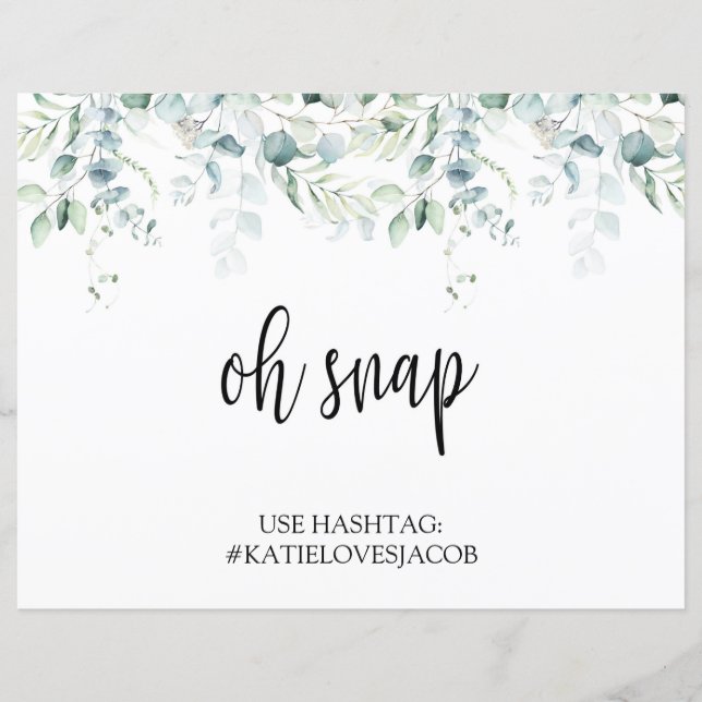 Oh Snap Instagram # Sign - Eucalyptus Wedding (Front)