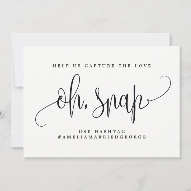 Oh Snap Instagram Sign - Lovely Calligraphy Invitation (Front)