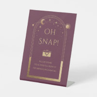 Oh Snap Plum Gold Celestial Wedding Hashtag