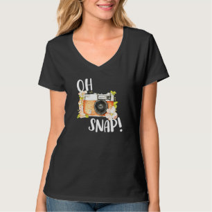 Oh Snap Retro Camera Floral Vintage Photography T-Shirt
