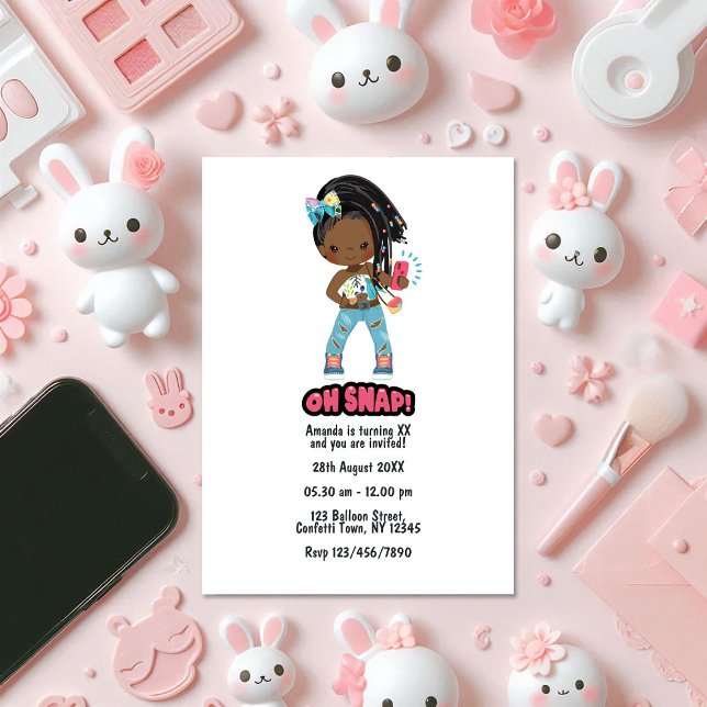 Oh Snap! Selfie-Themed Kids Birthday Party Photo Invitation (Oh Snap! Selfie-Themed Kids Birthday Party Photo Invitation)