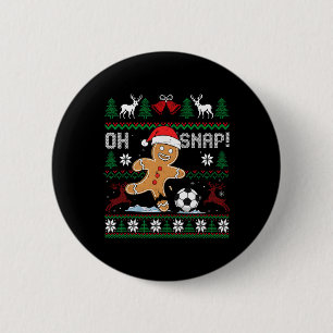 Oh Snap Soccer Gingerbreadman Christmas Ugly Xmas 6 Cm Round Badge