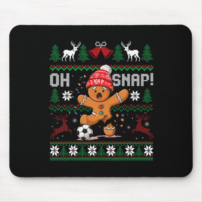 Oh Snap Soccer Gingerbreadman Christmas Ugly Xmas  Mouse Pad (Front)
