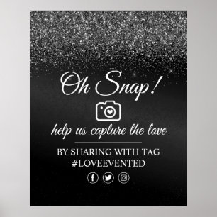Oh Snap Social Media Tag Poster Black Glitter