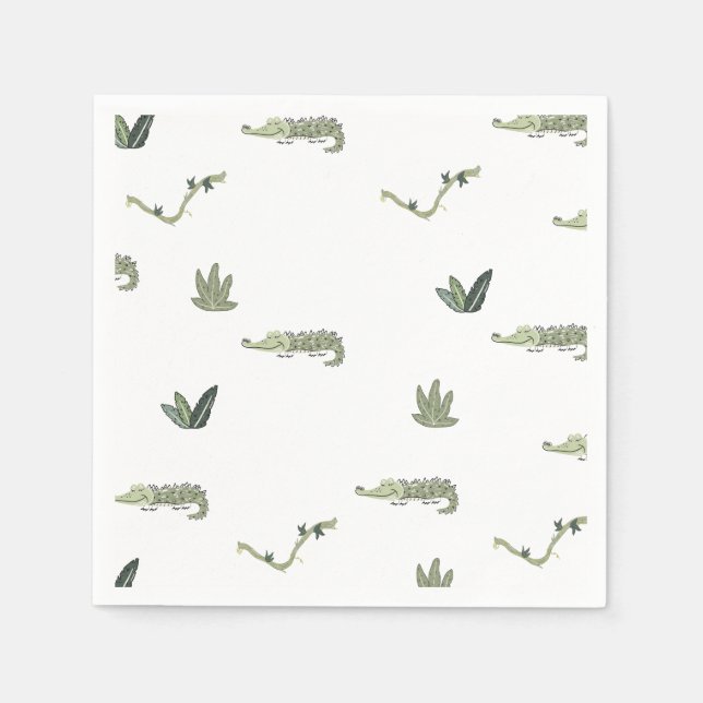Oh Snap Swamp Crocodile Birthday Party Napkin (Front)