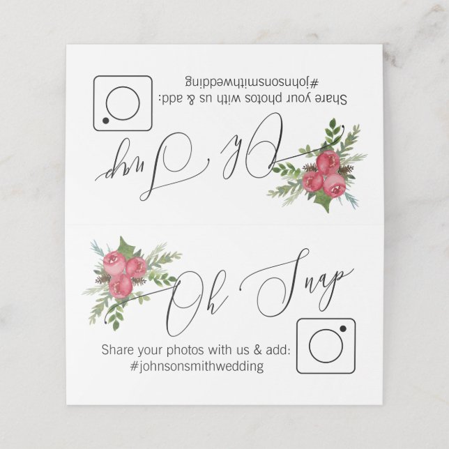 OH SNAP table card #hashtag Christmas Wedding (Outside Unfolded)