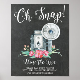 Oh Snap Vintage Camera Hashtag Wedding Sign