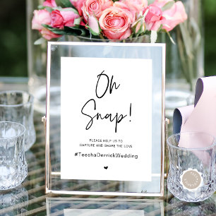 Oh Snap, Wedding Hashtag, Modern Minimalist Poster