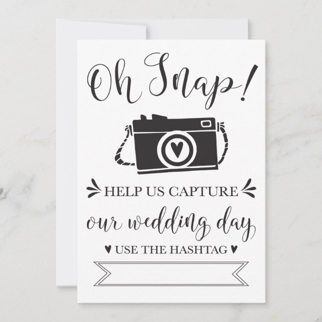 Oh Snap Wedding Hashtag Sign Invitation (Front)