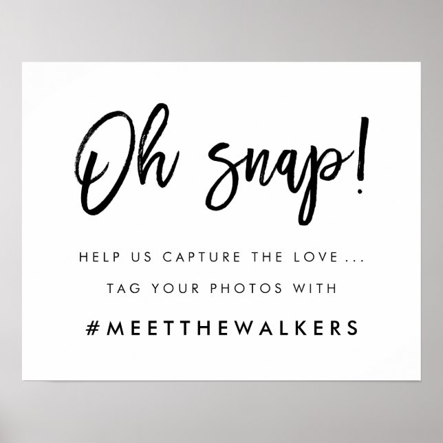 Oh Snap | Wedding Hashtag Typography Poster (Front)