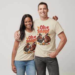 Oh Snap! Wishbone Game Pilgrim Native Turkey Funny T-Shirt