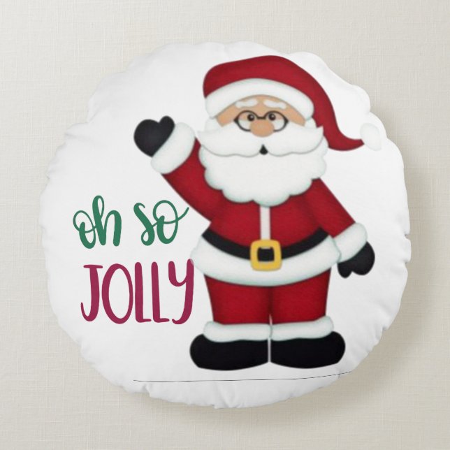 Oh So Jolly Santa Design  Round Cushion (Front)