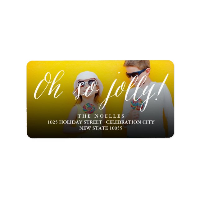 Oh So Jolly Script Holiday Photo Address Labels (Front)